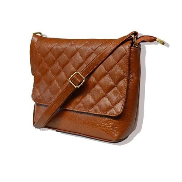 Diamond Culcita Genuine Leather Shoulder Bag in Tan