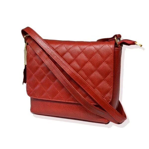Diamond Culcita Genuine Leather Shoulder Bag in Red