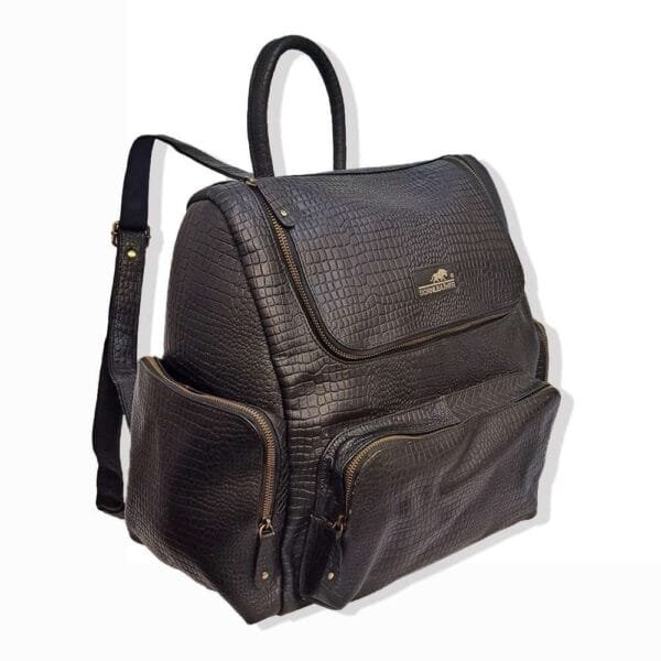 Grande Embossed Leather Backpack Black