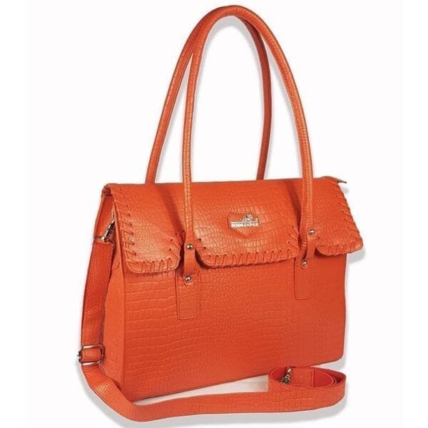 Crocodile Print Leather Tote Bag Orange