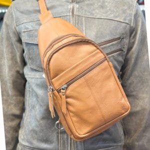 Authentic Leather Sling Bag Tan