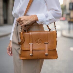 Zoe Leather Tote Bag - Cognac