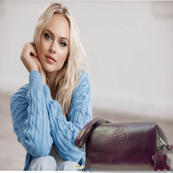 The Verona Soft Leather Cross body Bag Purple