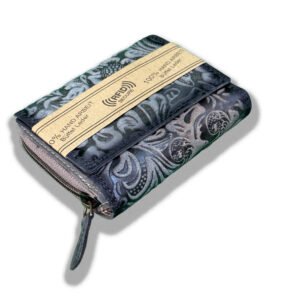 RFID Floral Leather Trifold Wallet/Coin Purse Black