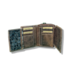 RFID Floral Leather Trifold Wallet/Coin Purse Brown